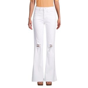 Joe's Jeans White High Rise Dirstressed Flare Jeans in Lupita Wash Size 25